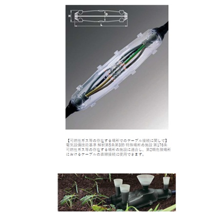 M　600V　電力ケーブル用レジン注入直線接続処理材　(じょうご付)