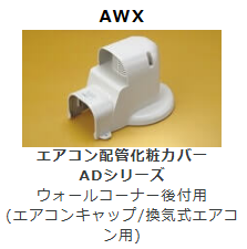 AWX-7　ウォールコーナー後付用　(エアコンキャップ/換気式エアコン用)　壁面取り出し用