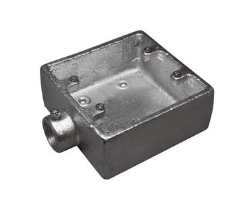 HKAKU28-2-1　ケーブル保護管用　ねじなし　角型　露出ボックス　2コ用1方出　鋳鉄製　28