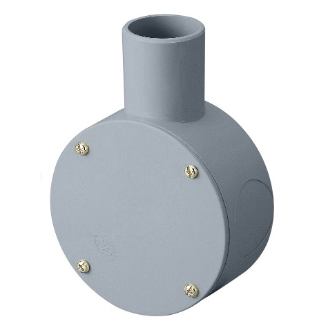 R281GHW　露出用丸形ボックス　1方出　(グレー)　28