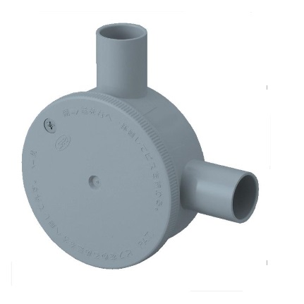 R16LGHW　露出用丸形ボックス　直角2方方出　(グレー)　16