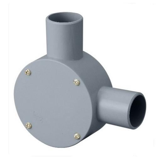 R28LGHW　露出用丸形ボックス　直角2方出　(グレー)　28