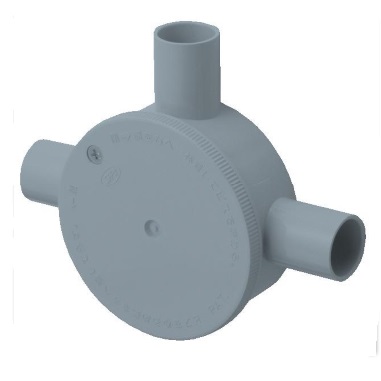 R163GHW　露出用丸形ボックス　3方方出　(グレー)　16