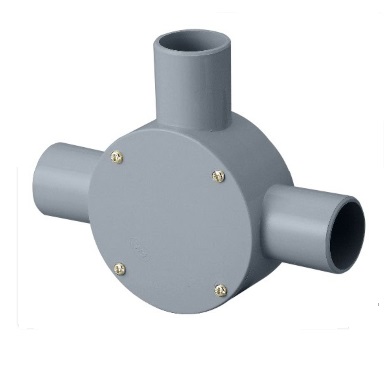 R283GHW　露出用丸形ボックス　3方出　(グレー)　28