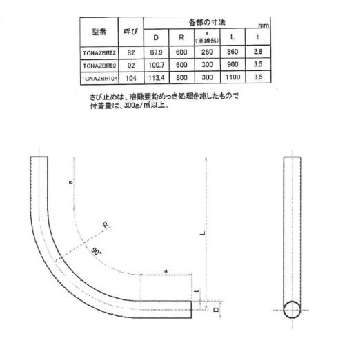 (TCNAZBR**)　ねじなし大ノーマル　厚鋼　82.92.104　用