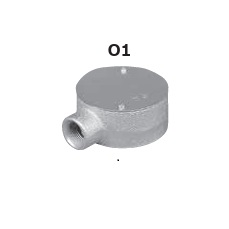 (O1Z**)　ねじつき　丸型露出ボックス　1方出　鋳鉄製　厚鋼