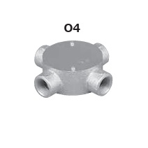(O4Z**)　ねじつき　丸型露出ボックス　4方出　鋳鉄製　厚鋼
