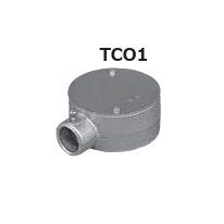 (TCO1**)　ねじなし　丸型露出ボックス　1方出　鋳鉄製　薄鋼