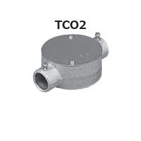 (TCO2Z**)　ねじなし　丸型露出ボックス　2方出　鋳鉄製　厚鋼