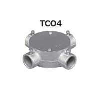 (TCO4Z**)　ねじなし　丸型露出ボックス　4方出　鋳鉄製　厚鋼