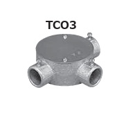 (TCO3Z**)　ねじなし　丸型露出ボックス　3方出　鋳鉄製　厚鋼
