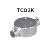 (TCO2K**)　ねじなし　丸型露出ボックス　2方出　鋼板製　薄鋼