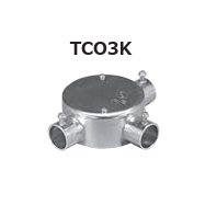 (TCO3K**)　ねじなし　丸型露出ボックス　3方出　鋼板製　薄鋼