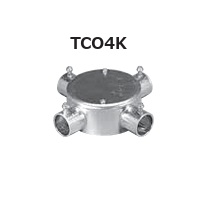 (TCO4K**)　ねじなし　丸型露出ボックス　4方出　鋼板製　薄鋼