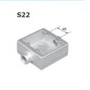(S22Z**)　ねじつき　露出スイッチボックス　2個用2方出　鋳鉄製　厚鋼