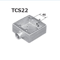 (TCS22**)　ねじなし　露出スイッチボックス　2個用2方出　鋳鉄製　薄鋼