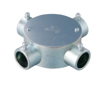 (M-EMB4-**)　ねじなし　丸型露出ボックス　4方出　(薄鋼)