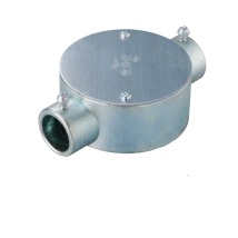 (M-EMB2-**)　ねじなし　丸型露出ボックス　2方出　(薄鋼)