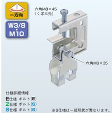 HB1-W3　形鋼用吊り金具　一般形鋼・リップみぞ形鋼用吊りボルト支持金具